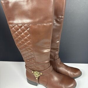 Liz Claiborne LC Brown Trina Wide Calf Women Boots Size 8.5M Full Zipped